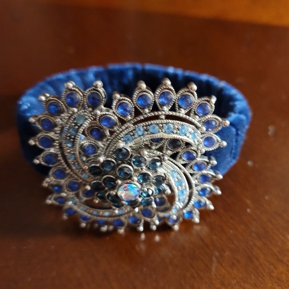 Blue Rhinstone Cuff Bracelet